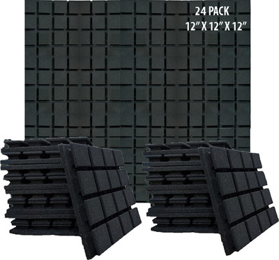 Urban Infotech 24Pack Acoustic Sound Proof Foam Panels Echo Tiles for Studio Acoustic Sound Proof Foam(Black)