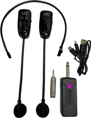 QAWACHH Transmitters + 1 Receiver UHF Wireless Head-mounted Microphone System MIC(Black)
