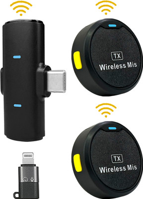 MOBIZAC Dual User Round Wireless Mic for Recording Podcast ASMR Interviews & Youtube Video Making Microphones Wireless(Black)