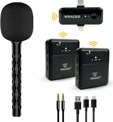 MOOZMOB Handheld Microphone Stick with Wireless Mic for Interviews Vlogs Video Recording Microphone