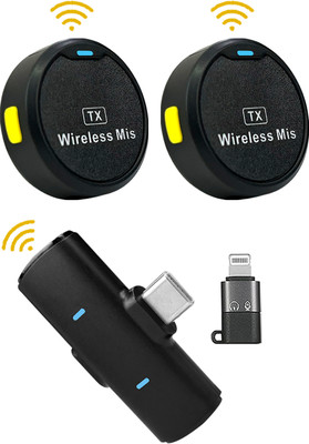 WRADER Round Collar Mic with Noise Cancellation for Video Recording and Vlogs Mobile Microphone