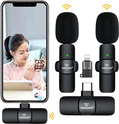 MOBIZAC Dual Wireless Microphones for Type C Android Mobile and iPhone Lavalier Mic for Video Making(Black)