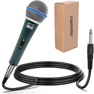 darkingwings Vocal Karaoke Handheld Dynamic Singing Mic Studio Microphone Mike with XLR Cable Unidirectional Microphone With On/Off, Volume Switch xlr Cable(Black)