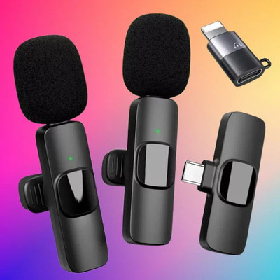 Gentle e kart K9 Dual Collar Mic iOS/Android Type C Mic Black Microphone