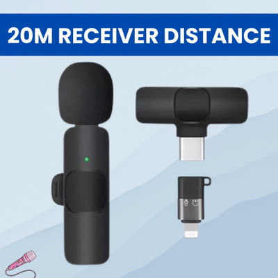 Clairbell K8 Wireless Microphone, 2-in-1 Lavalier Mic with for Vlogging/YouTube/StreamX393 Microphone
