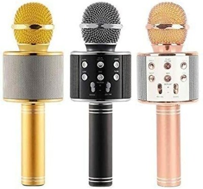 KHALSA MUSICAL WS-858 Wireless Bluetooth Karaoke Singing Mic Speaker Player Microphone WS-858 Wireless Bluetooth(Multicolor)