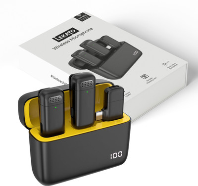 Lekato LWM04 Wireless Mic with Noise Cancellation for Type C & Lightning Smartphones Microphone