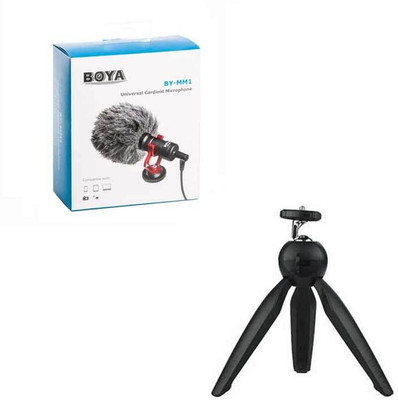 BOYA BY-MM1 with Mini Tripod Universal Cardiod Shotgun Microphone