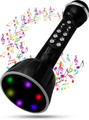 Daily Needs Shop Karaoke Mic For Kids/Singing Bluetooth Speaker 2in1 Recording+USB+FM+Disco LED Microphone