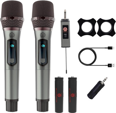 Digimore D-350 UHF Dual Wireless Microphone 60ft Range & 6Hrs Battery for Events Microphone