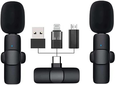 TP PLUS Dual Wireless Mic Digital Mini Portable Recording Clip Mic with Receiver for All Microphone