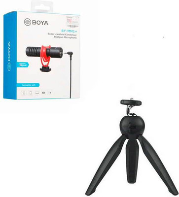 BOYA BY-MM1+ with Mini Tripod Super-Cardioid Shotgun Microphone