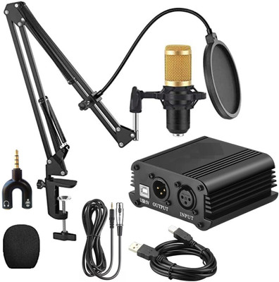 IMAGINEA BM800 Condenser Microphone Set for Singing, PC etc. with 48V USB Phantom Power Audio interface inbuilt phantom power supply for Podcast, Singing(Multicolor)