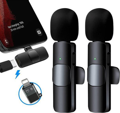 Ducncon K9 Dual Collar Mic For IOS/Android Type C Supported Microphone WIRELESS Mike Microphone