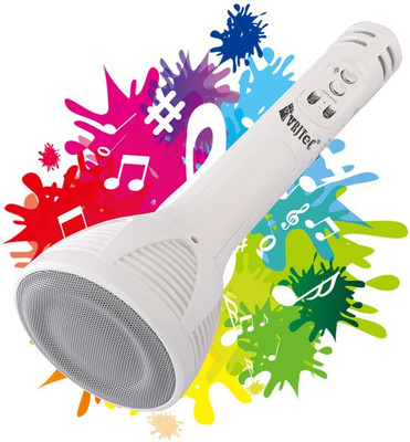 VRJTEC Design 2 Wireless Microphone hifi speaker Mike Portable Handheld Mic with Bluetooth Speaker - White Microphone