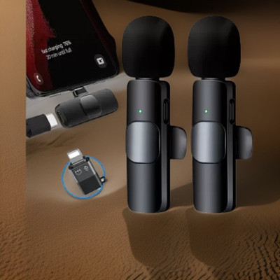 GUGGU 12v_K9 Dual Wireless Mic for iPhone/iPad: Plug & Play for YouTube, Vlogs Microphone