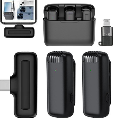MOOZMOB Dual Wireless Mic with Charging Case Mic for Voice Recording Reels and Instagram Microphone