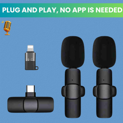 SACRO K9Dual Wireless Microphone Plug& Bluetooth Collar Mic forLive Stream/YoutubeP136 Microphone