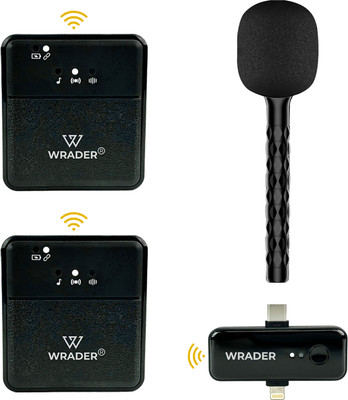 MOOZMOB Reporter Microphone Stick with Wireless Mic for Interviews Recording Vlog Mobile Microphone