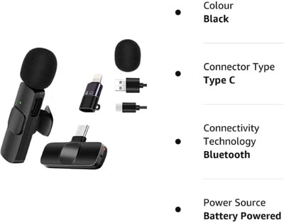 Clairbell 27v_K8 Wireless Mic Set: Type-C & iPhone Compatible Livestream & Video Recording Microphone