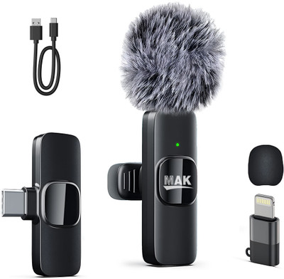MAK Wireless Mic With Fur Windscreen, Noise Reduction, Mic For Vlogging Wireless Microphone