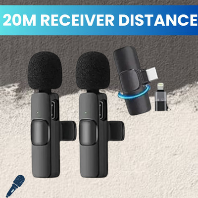 Clairbell K9 Dual Wireless Microphone, Bluetooth Collar Mic for Interview/YouTubeI339 Microphone