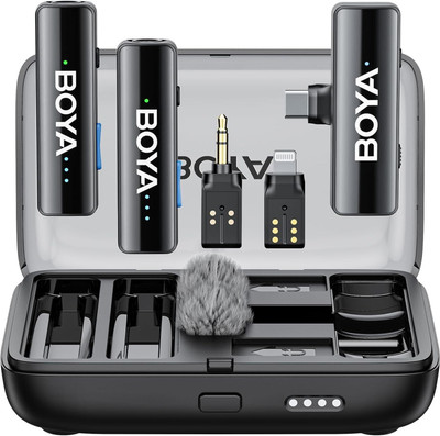 BOYA BOYALINK Wireless Mic for iPhone/Android/Camera All-in-One Lapel Dual Mic System Microphone