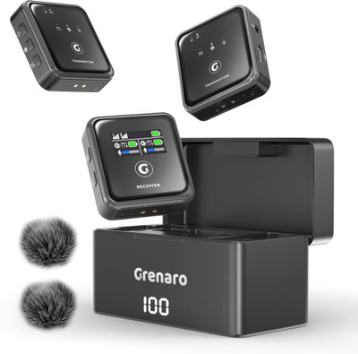 Grenaro Wireless Mic for YouTube, Mike For Vlogging with Digital Display Charging Case Microphone