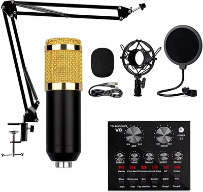 WRADER Youtube Recording Condenser Microphone Studio Microphone Set with Sound Card Microphone