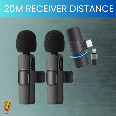 Clairbell K9Dual Wireless Microphone Plug& Bluetooth Collar Mic forLive Stream/YoutubeU465 Microphone