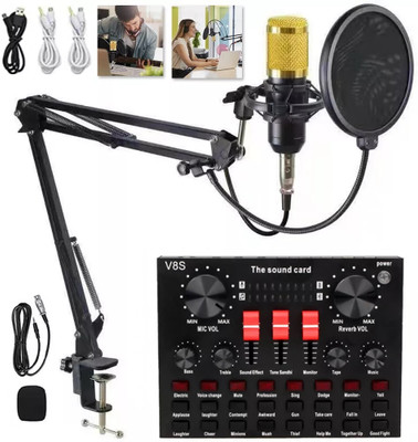 Voltegic Professional Microphone Condenser Recording with Mute and Echo Microphone
