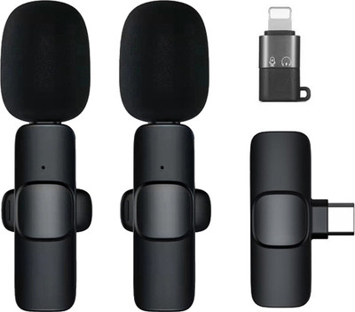 MOBIZAC Latest Edition K9 Wireless Microphone for Type C Android Smartphones and-iPhone Microphone(Black)