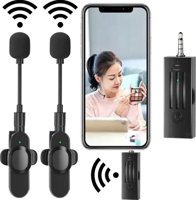 MOOZMOB 3.5mm Wireless Collar Mic for Instagram, Reels, Vlogs, Youtube Video Recording Microphone