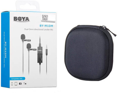 BOYA By-M1DM with Carrying Case Dual omni-directional Lavalier Microphone