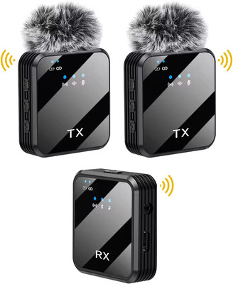 MOOZMOB Dual Wireless Mic with Noise Cancellation for YouTube Video Recording Reel Vlogs Microphone