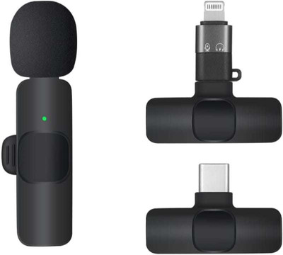 HRYFiNE K9 2in1 Wireless Collar Mic voice recorder With iOs & Type C Device Supported Microphone