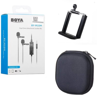 BOYA M1DM with Carrying Case and Mount1 Dual omni-directional Lavalier Microphone