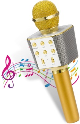 Pick Ur Needs Karaoke Duplex Bluetooth Mic Wireless Bluetooth Microphone Connection Player Speaker 2-in1 With Recording + USB + FM Microphone