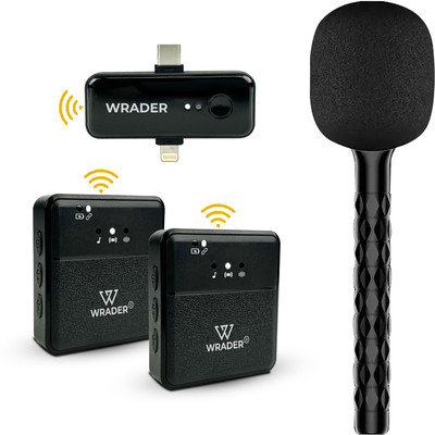 MOBIZAC Reporter Mic Stick with Noise Cancelling Wireless Microphone for Vlogs Recording Youtube Video and Reporting Microphones(Black)
