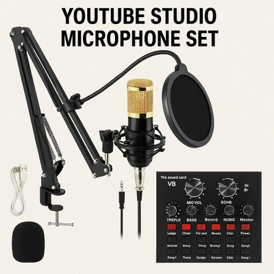 WRADER Professional Grade Studio Recording Condenser Microphone Set with Sound Card Microphone