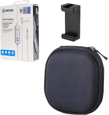BOYA M1 white with Carrying Case and Mount3 Omnidirectional Condenser Microphone