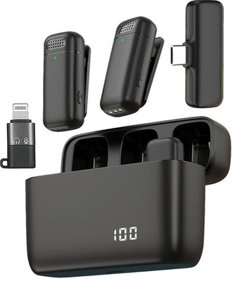 MOOZMOB Dual User Wireless Mic for Video Making Reels Recording ASMR Interviews Youtube Microphone
