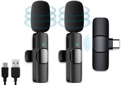 BASS BLING K9 Dual Wireless Collar Microphone Mic for Interview Video Recording Microphone