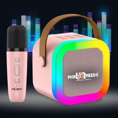 Pick Ur Needs Karaoke Speaker With Mic Wireless Rechargeable Bluetooth With RGB Light Microphone