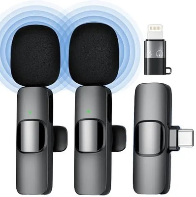 Gentle e kart K9 Dual Wireless Mic Plug and Play, No App Needed BT Collar Mic for All Devices Microphone