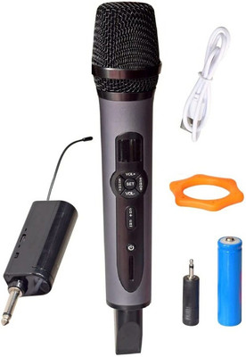Adiohub UHF Wireless Handheld Dynamic Mic with Mini Portable Rechargeable Receiver Microphone