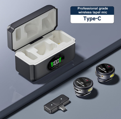 Foxne Point 2-in-1 Wireless Clip Mic with Digital Display Charging Box – High-Performance Microphone