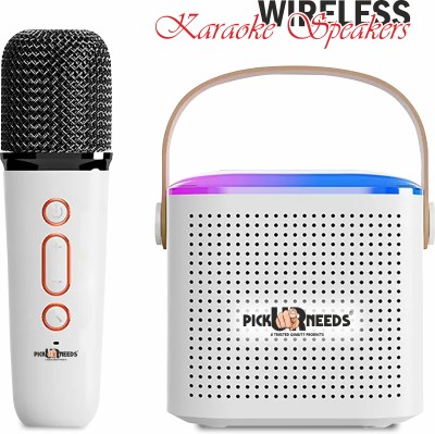 Daily Needs Shop Rechargeable Mini Bluetooth Speaker Karaoke Wireless Microphone With RGB Light 6 W Bluetooth Speaker(White, 5.1 Channel)