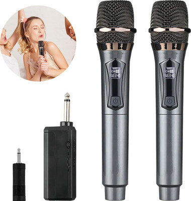 MOOZMOB Wireless Handheld UHF Microphone System with Receiver Mic for Live Singing Stage Microphone