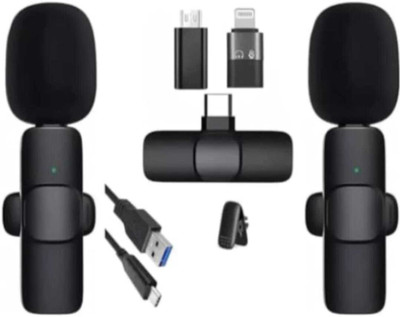 ATSK HUB K9 Wireless Mic for Type C Mobiles for Youtube Dual User Wireless Collar Camera Microphone